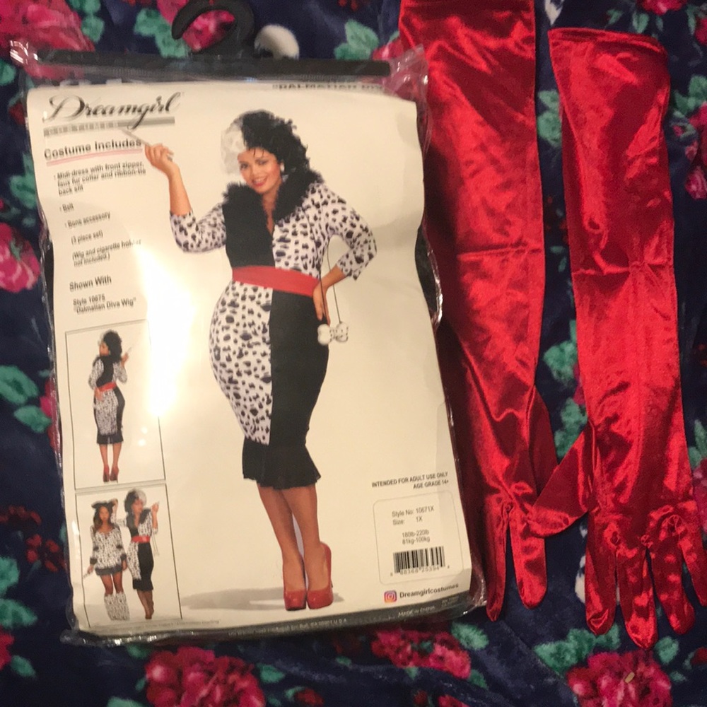 Cruella De Vil Costume PLUS Gloves 1X